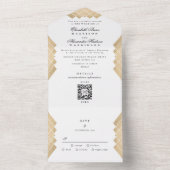 Traditionele goudpiramide Geometrische QR-code Wed All In One Uitnodiging (Binnen)