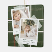 Traditionele Green Plaid 2 Foto Keepsake Kerstmis Keramisch Ornament (Links)