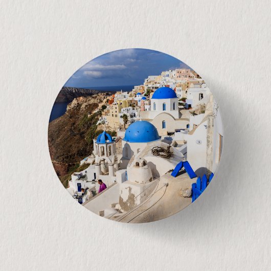 Traditionele Griekse huizen Ronde Button 3,2 Cm (Voorkant)