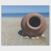Traditionele Griekse Terracotta Pot op strand Cadeaupapier (Vlak)
