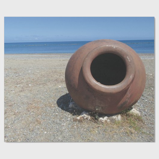 Traditionele Griekse Terracotta Pot op strand Cadeaupapier (Vlak)