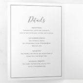 Traditionele grijze elegante bruiloft drieluik uitnodiging (Binnenzijde eerst)