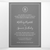 Traditionele grijze elegante bruiloft drieluik uitnodiging (Binnenkant midden)