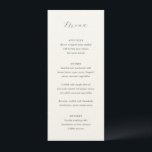 Traditionele grijze elegante bruiloft menu<br><div class="desc">Klassieke stijl bruiloft menu met een eenvoudig ontwerp met uw monogram en de titel in een elegante kalligrafie.</div>