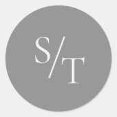 Traditionele grijze elegante bruiloft ronde sticker (Voorkant)