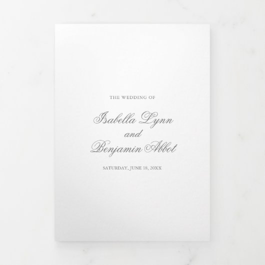 Traditionele Grijze Formele Elegante Huwelijk Drieluik Uitnodiging (Cover)