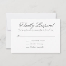 Traditionele Grijze Formele Elegante Huwelijk RSVP Kaartje