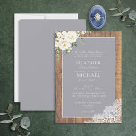 Traditionele grijze Rustic Wood Lace Weddenschap Kaart<br><div class="desc">Oh, we zijn zo blij met deze traditionele, formele lichtgrijze, rustige trouwfotouitnodiging. Het was niet makkelijk om met een roestachtig lichtgrijs design te komen dat we aan onze esthetische eisen hadden voldaan, maar toen deden we het, en nu zijn we verliefd! Met handgeschreven scripttypografie, witte waterverf florals, een geërfte barnwood...</div>