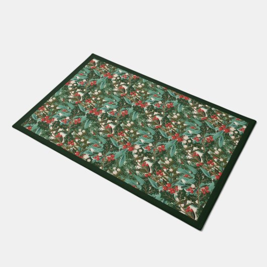 Traditionele Groene Botanische Vakantie Kerstmis Deurmat (Schuin)
