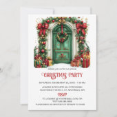 Traditionele Groene Deur Kerstversiering Feest Feestdagenkaart (Voorkant)