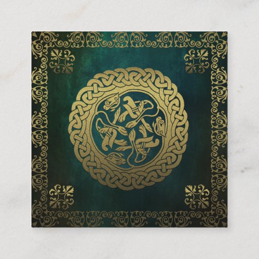 Traditionele groene & gouden opslagkaart voor datu informatiekaartje (Achterkant)