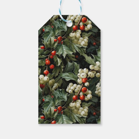 Traditionele groene Holly vakantie Cadeaulabel (Achterkant)