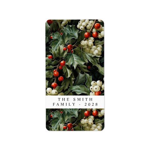 Traditionele groene Holly vakantie Etiket (Voorkant)
