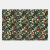 Traditionele groene Holly vakantie Inpakpapier Vel (Voorkant 3)