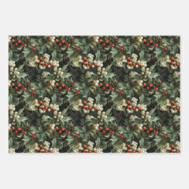 Traditionele groene Holly vakantie Inpakpapier Vel