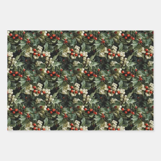 Traditionele groene Holly vakantie Inpakpapier Vel (Voorkant)