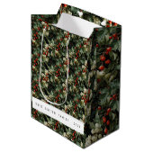 Traditionele groene Holly vakantie Medium Cadeauzakje (Voorkant Gekanteld)