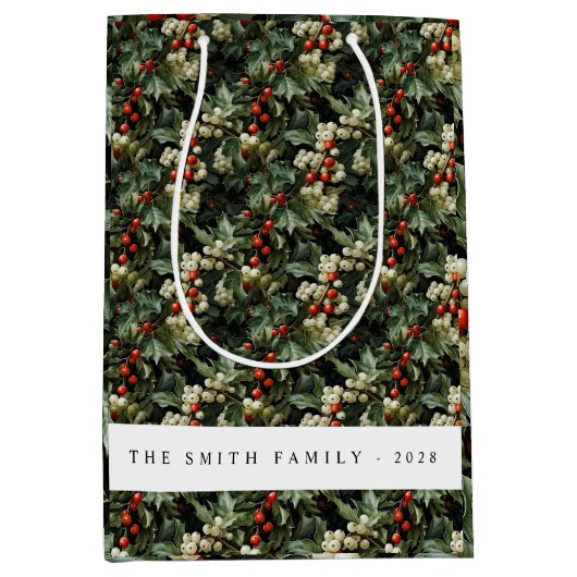 Traditionele groene Holly vakantie Medium Cadeauzakje (Voorkant)