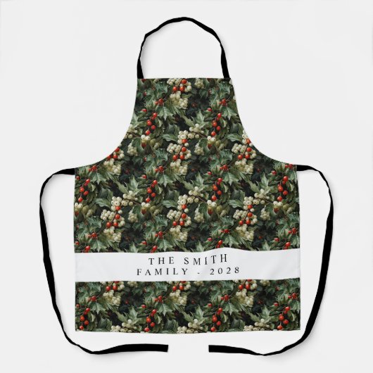 Traditionele groene Holly vakantie Schort (Voorkant)