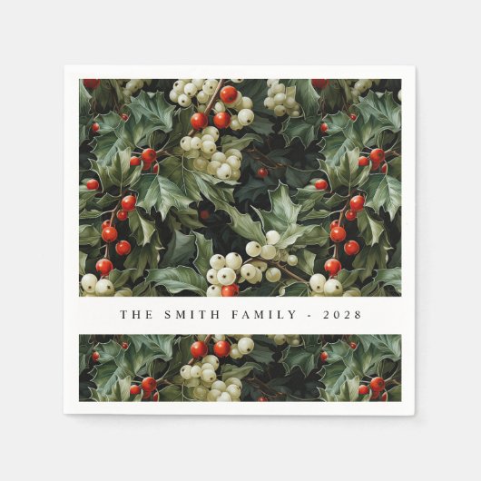 Traditionele groene Holly vakantie Servet (Voorkant)