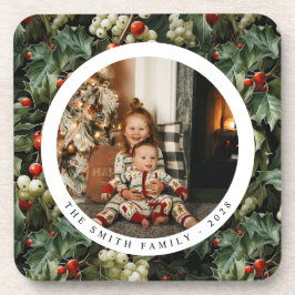 Traditionele groene Holly vakantiefoto Bier Onderzetter