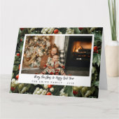 Traditionele groene Holly vakantiefoto Kaart (Voorkant)