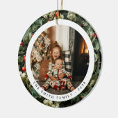 Traditionele groene Holly vakantiefoto Keramisch Ornament (Links)