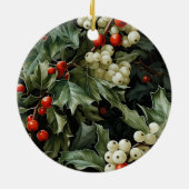 Traditionele groene Holly vakantiefoto Keramisch Ornament (Achterkant)