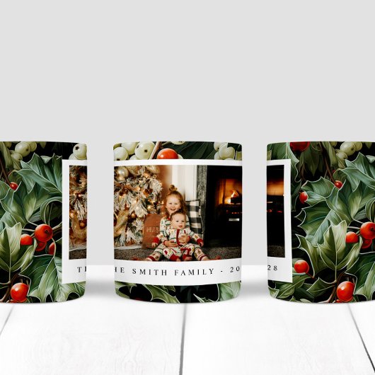 Traditionele groene Holly vakantiefoto Koffiemok