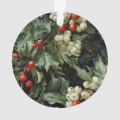 Traditionele groene Holly vakantiefoto Ornament (achterkant)