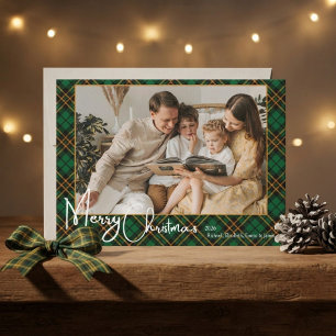Traditionele groene Kerst Kringle foto van het gez Feestdagenkaart