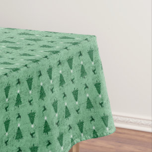 Traditionele groene kerstbomen en rendieren tafelkleed