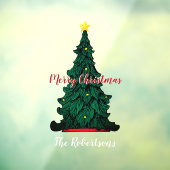 Traditionele groene kerstboomruitjes raamsticker (Vel 3)