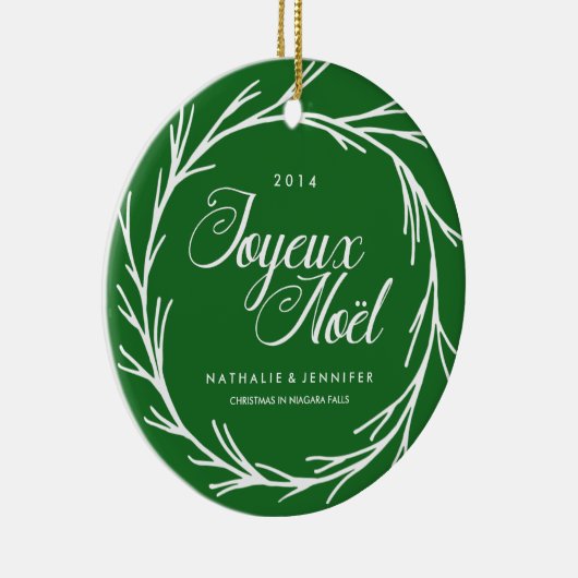 Traditionele groene kerstfoto keramisch ornament (Rechts)