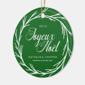 Traditionele groene kerstfoto keramisch ornament (Links)