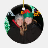 Traditionele groene kerstfoto keramisch ornament (Achterkant)