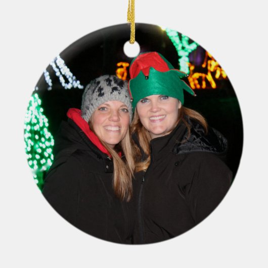 Traditionele groene kerstfoto keramisch ornament (Achterkant)