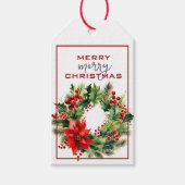 TRADITIONELE GROENE KRANS MET RODE BOOG KERSTMIS CADEAULABEL (Voorkant)