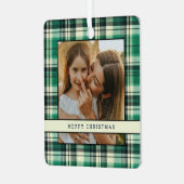 Traditionele Groene Plaid 2 Foto Kerstboom Metalen Ornament (Voorkant links)