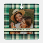 Traditionele Groene Plaid 2 Foto Kerstboom Metalen Ornament (Achterkant)