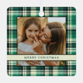 Traditionele Groene Plaid 2 Foto Kerstboom Metalen Ornament (Voorkant)