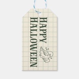 Traditionele groene spook Happy Halloween-labels Cadeaulabel