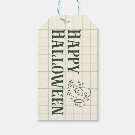 Traditionele groene spook Happy Halloween-labels Cadeaulabel (Voorkant)
