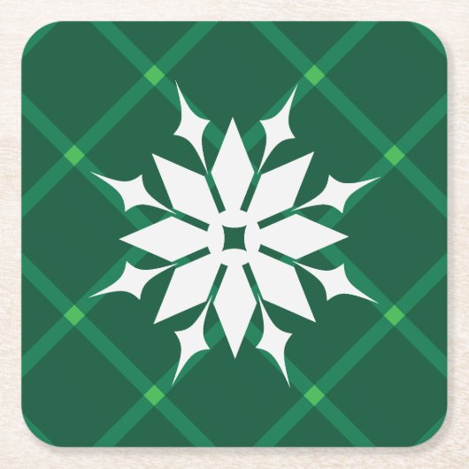 Traditionele groene wintersneeuwvlok kartonnen onderzetters (Voorkant)