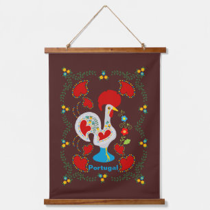 Traditionele haan van Barcelos in het wit Hangend Wandkleed