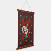Traditionele haan van Barcelos in het wit Hangend Wandkleed (Gebogen)