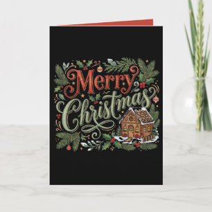 Traditionele handlettering Kerst gingerbread Feestdagen Kaart