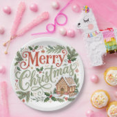 Traditionele handlettering Kerst gingerbread Papieren Bordje (Feest)