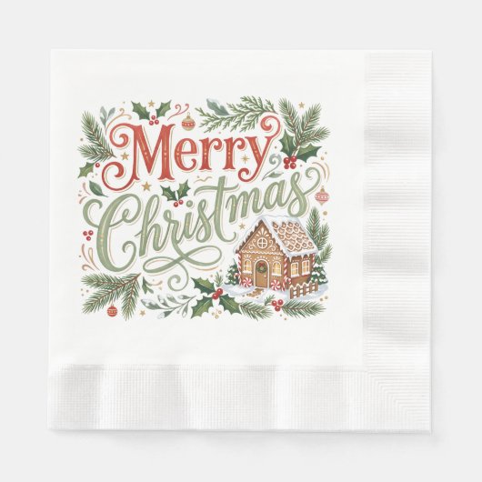 Traditionele handlettering Kerst gingerbread Servet (Voorkant)