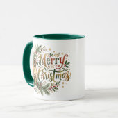 Traditionele handlettering Kerstlantaarn Mok (Voorkant links)